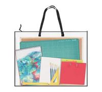 Art Bag, Storage Organizer, 25x18.9 Inches Portable Case, Large Clear Zippered Carrying Bag with Handle for Travel Camping Photograph Scrapbook Poster Artwork Supplies and Document Protection