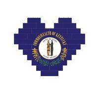 Art Brick Puzzle a forma di cuore bandiera dello stato del Kentucky stampa 3D blocchi di costruzione 30 pezzi fai da te regalo rilassante