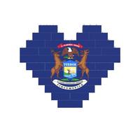 Art Brick Puzzle a forma di cuore bandiera dello stato del Michigan stampa 3D blocchi di costruzione 30 pezzi fai da te regalo rilassante