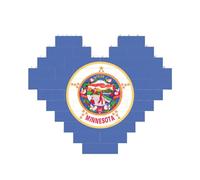Art Brick Puzzle a forma di cuore bandiera dello stato del Minnesota stampa 3D blocchi di costruzione 30 pezzi fai da te regalo rilassante