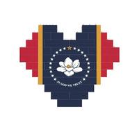 Art Brick Puzzle a forma di cuore bandiera dello stato del Mississippi stampa 3D blocchi di costruzione 30 pezzi fai da te regalo rilassante