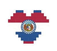 Art Brick Puzzle a forma di cuore bandiera dello stato del Missouri stampa 3D blocchi di costruzione 30 pezzi fai da te regalo rilassante