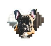 Art Brick Puzzle a forma di cuore Bulldog francese stampa 3D blocchi di costruzione 30 pezzi fai da te regalo rilassante
