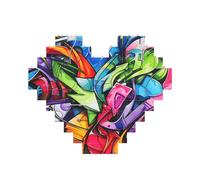 Art Brick Puzzle a forma di cuore graffiti disegno stampa 3D puzzle blocchi di costruzione 30 pezzi fai da te regalo rilassante