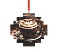 Art Brick Puzzle a forma di losanga puzzle 3D fai da te Building Block Ornamento Home Decor Caffè caldo con stampa chicco di caffè
