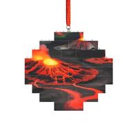 Art Brick Puzzle a forma di losanga puzzle 3D fai da te Building Block Ornamento Home Decor Kilauea vulcani Stampa