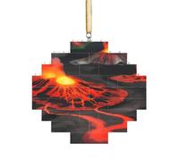 Art Brick Puzzle a forma di losanga puzzle 3D fai da te Building Block Ornamento Home Decor Kilauea vulcani Stampa