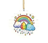 Art Brick Puzzle a forma di losanga puzzle 3D fai da te Building Block Ornamento Home Decor Rainbow Cloud Stampa Goccia di pioggia