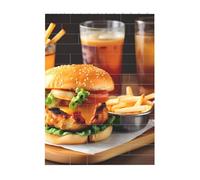 Art Brick Puzzle Set DIY Building Blocks 3D Jigsaw Coscia di Pollo Burger Drink Design Stampato Decorazione Scrivania 10,2 x 14 cm