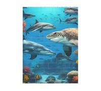 Art Brick Puzzle Set DIY Building Blocks 3D Puzzle Delfini Tartaruga Marina Squalo Stampato Design Desk Decor 10,2 x 14 cm