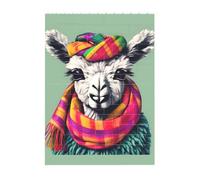 Art Brick Puzzle Set DIY Building Blocks 3D Puzzle Lama in Una Sciarpa Design Stampato Decorazione Scrivania 10,2 x 14 cm