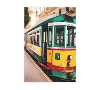 Art Brick Puzzle Set DIY Building Blocks 3D Puzzle Lisbona Tram Pattern Stampato Design Desk Decor 37 Pz