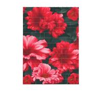 Art Brick Puzzle Set DIY Building Blocks 3D Puzzle Rosso Fiori Rosa Stampato Design Desk Decor 10,2 x 14 cm