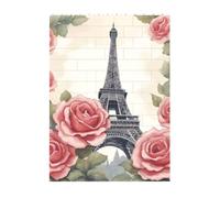 Art Brick Puzzle Set DIY Building Blocks 3D Torre Eiffel Rose Flower Stampato Design Desk Decor 10,2 x 14 cm