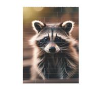 Art Brick Puzzle Set FAI DA TE Building Blocks Puzzle 3D Simpatico Raccoon Stampato Design Desk Decor 10,2 x 14 cm