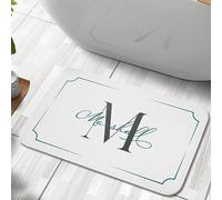 ART BROZ Tappetino da bagno personalizzato con monogramma, in memory foam, antiscivolo, asciugatura rapida, disponibile in Bianco, 61 x 43 cm e 86 x 53 cm