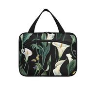 Art Calla Lily Black Hanging Travel Toiletry Bag per le donne con gancio, borsa da barba pieghevole di design per gli uomini per crociera viaggio zaino zaino per Hombre L