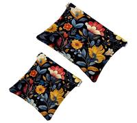 Art Cats with Glasses Seamless Pattern Pocket Cosmetic Bag, Impermeabile Squeeze Makeup Bag No Zipper Auto-Closing, Mini Travel Storage per cuffie Gioielli, Multicolore 02, 7.1x5.8 inch/4.7x4.5 inch