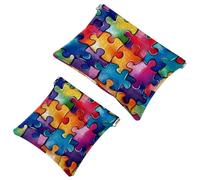 Art Cats with Glasses Seamless Pattern Pocket Cosmetic Bag, Impermeabile Squeeze Makeup Bag No Zipper Auto-Closing, Mini Travel Storage per cuffie Gioielli, Multicolore 09, 7.1x5.8 inch/4.7x4.5 inch