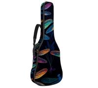 Art Colorful Dragonflies - Custodia per chitarra acustica con 2 tasche, tracolla regolabile e gancio posteriore, adatta per chitarre elettriche, bassi e chitarre classiche, Libellule colorate