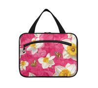 Art Daffodils Flower Hot Pink Hanging Travel Toiletry Bag per con gancio, Designer Espandibile Makeup Bag Organizer per Viaggi Must Gym bolso para maquillaje de Mujer L