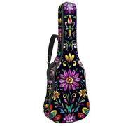 Art Day of The Dead Sugar Skull Floral Acoustic Guitar Bag con 2 tasche tracolla regolabile e gancio posteriore, adatta per chitarre elettriche, bassi e chitarre classiche, Art Day of the Dead Sugar