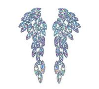 Art Deco 1920 Grande Gatsby ciondola orecchini a clip ali d'angelo orecchini pendenti matrimonio sposa ballo di fine anno lampadario di cristallo orecchini lunghi goccia spettacolo di bellezza Drag