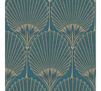 Art Deco A54902 - Carta da parati in tessuto non tessuto, motivo floreale, colore: blu, verde, oro metallizzato
