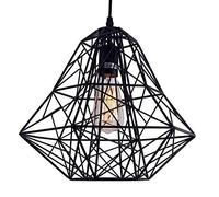 Art Deco Lighting 1-Light E26 Lampada a Sospensione Gabbia Metallica Soffitto Nero Lampadario Industriale Lampada a Sospensione Vintage Apparecchio per Sala da Pranzo, Soggiorno Camera da Letto, Bar