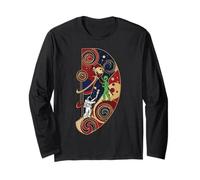 Art Deco Moon Mural Alien And Astronaut Maglia a Manica