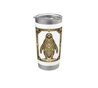 Art Deco Penguin Geometric Stylized Design Bicchiere termico in acciaio inox doppia parete