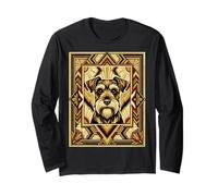 Art Deco Schnauzer Cane Retro Geometrico Maglia a Manica