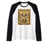 Art Deco Schnauzer Cane Retro Geometrico Maglia con Maniche Raglan