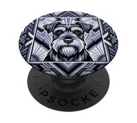 Art Deco Schnauzer Cane Retro Geometrico PopSockets PopGrip Adesivo