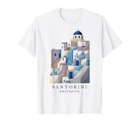 Art Deco Style Greco Opere d'Arte Chiesa Villaggio Isole greche Maglietta