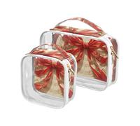 Art Deco Style Red Bow spartito musica viaggio toeletta borsa TSA approvato riutilizzabile trucco borsa da viaggio aeroporto compagnia aerea conforme