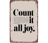 Art Deco Style Vintage Metal Tin Sign Featuring Count It All Joy for Home Office (8 X 12 in)