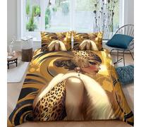 Art Deco womanSet Di Copripiumino morbida microfibra 3 pezzi motivo 3D con cerniera Vintage glamour style copripiumino incluso federe aiosa ultra morbido for ragazze King（220x240cm）
