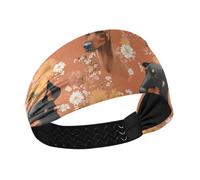 Art Doberman Pinscher Dog Terracotta traspirante fascia fascia fascia elastico fascia per testa per lavaggio palestra viso uso quotidiano Duchshund stelle colorate
