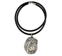 Art-Dog Ciondolo per cani placcato in argento su cinturino in pelle - Collana per cani della collezione ArtDog - Collane per cani in argento per uomini e donne - Shar-Pei