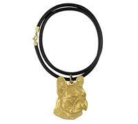 Art-Dog Collana esclusiva per canicon placcatura in oro 24 ct - Capolavoro di gioielleria fatto a mano per gli amanti dei cani - Collane per cani placcate in oro per uomo e donna - French Bulldog I