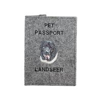 Art-Dog Custodia per Passaporto per Cani - Copertina in Feltro Fatta a Mano con Motivo Ricamato - Porta Passaporto da Viaggio Veterinario per Cani - 17x12,5 cm - Landseer
