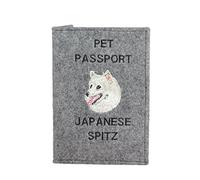 Art-Dog Custodia per Passaporto per Cani - Copertina in Feltro Fatta a Mano con Motivo Ricamato - Porta Passaporto da Viaggio Veterinario per Cani - 17x12,5 cm - Japanese Spitz