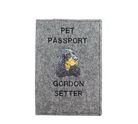 Art-Dog Custodia per Passaporto per Cani - Copertina in Feltro Fatta a Mano con Motivo Ricamato - Porta Passaporto da Viaggio Veterinario per Cani - 17x12,5 cm - Gordon Setter