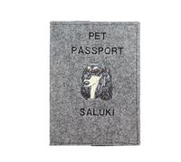 Art-Dog Custodia per Passaporto per Cani - Copertina in Feltro Fatta a Mano con Motivo Ricamato - Porta Passaporto da Viaggio Veterinario per Cani - 17x12,5 cm - Saluki