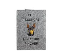 Art-Dog Custodia per Passaporto per Cani - Copertina in Feltro Fatta a Mano con Motivo Ricamato - Porta Passaporto da Viaggio Veterinario per Cani - 17x12,5 cm - Miniature Pincher