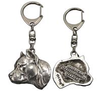 Art-Dog Portachiavi simpatico cane - Collezione esclusiva Portachiavi simpatico American Staffordshire Terrier II - Graziosi portachiavi placcati in argento con lucchetto da 2,5 cm - 4,5x4,2x9 cm
