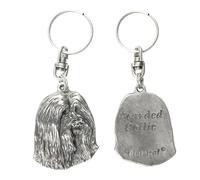 Art-Dog Portachiavi simpatico cane - Collezione esclusiva Portachiavi simpatico Bearded Collie - Graziosi portachiavi placcati in argento con lucchetto da 2,5-4,7x3,5x9,2 cm