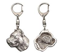 Art-Dog Portachiavi simpatico cane - Collezione esclusiva Portachiavi simpatico Cane Corso - Graziosi portachiavi placcati in argento con lucchetto da 2,5 cm - 4,6x3,8x8,7cm