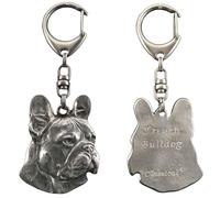 Art-Dog Portachiavi simpatico cane - Collezione esclusiva Portachiavi simpatico French Bulldog I - Graziosi portachiavi placcati in argento con lucchetto da 2,5 cm - 5,2x3,9x9 cm